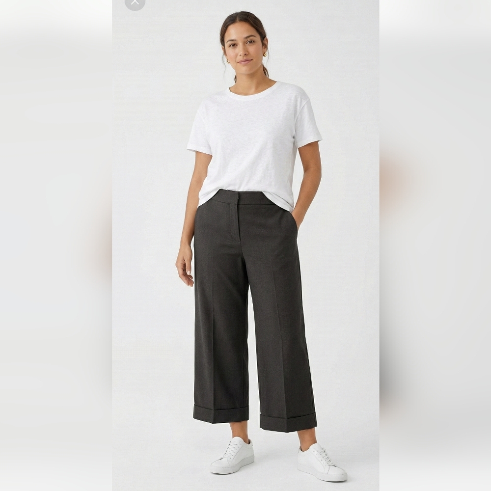 Vintage Talbots Trousers Brown Cuffed Cropped Wool Office Business Classic 8